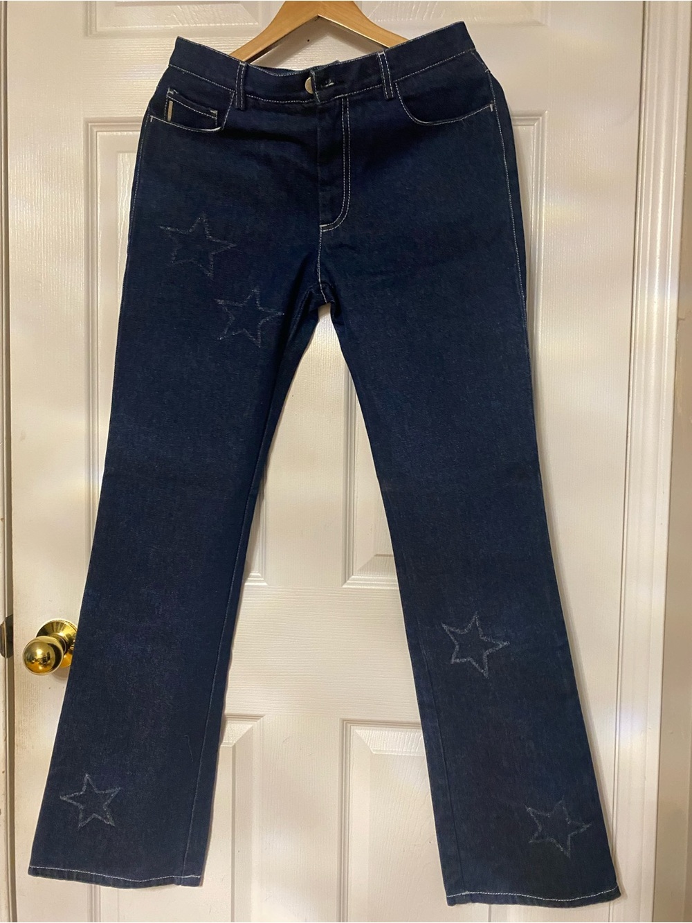 Valentino Indigo Wide-Leg Jeans with Star Appliqués #22